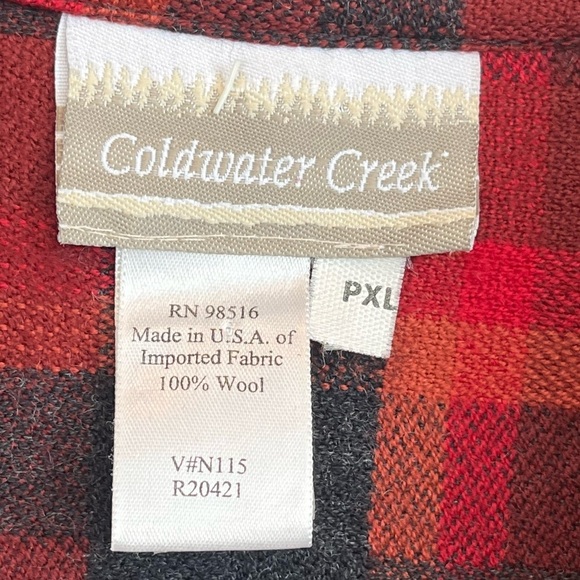 Coldwater Creek Button Up 100% Wool Shacket S XL P Shirt Jacket Buffalo Plaid - Picture 2 of 13